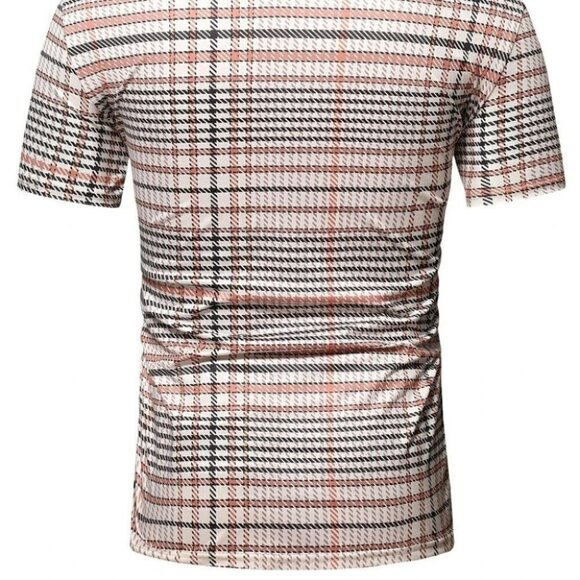 White Mens Plaid Polo Shirt - Picture 4 of 6